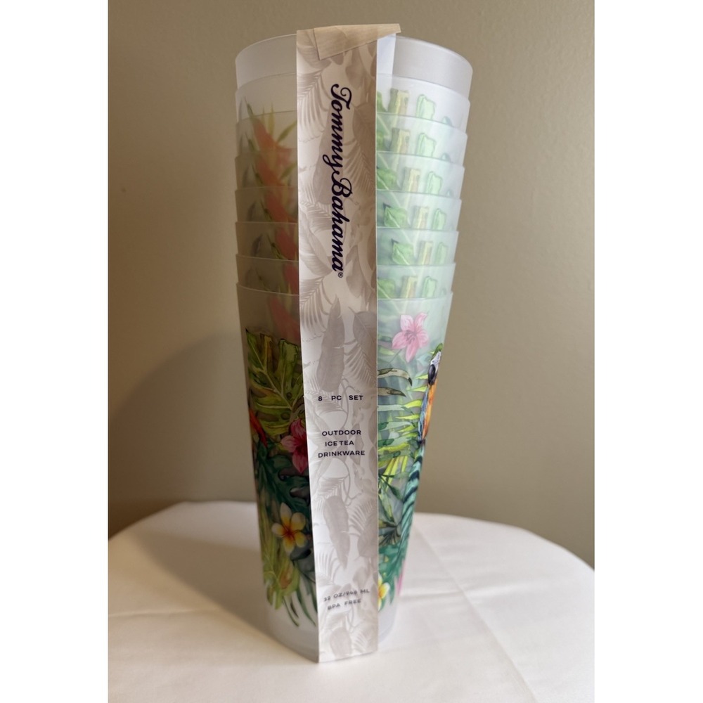 Tommy‎ Bahama 8 pc set Outdoor Ice Tea BPA Free Plastic Tumblers Drinkwear